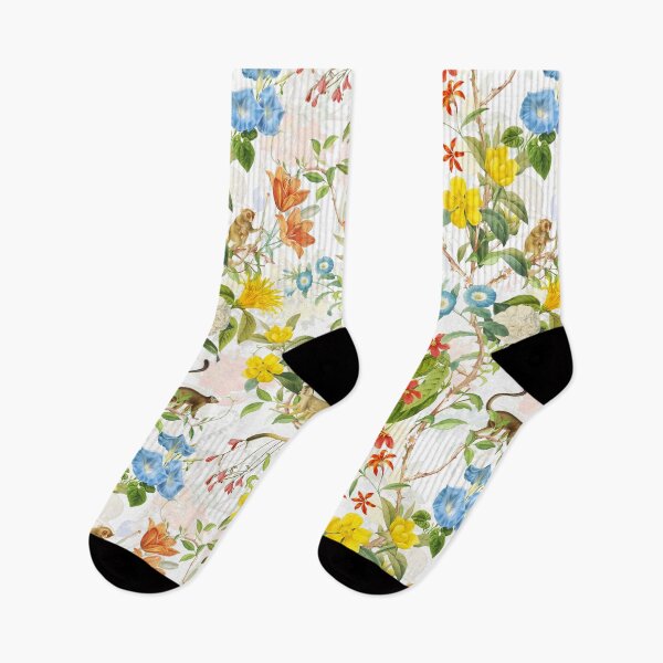 Item preview, Chinoiserie Monkeys Botanical Garden Pattern white designed and sold by UtArt.