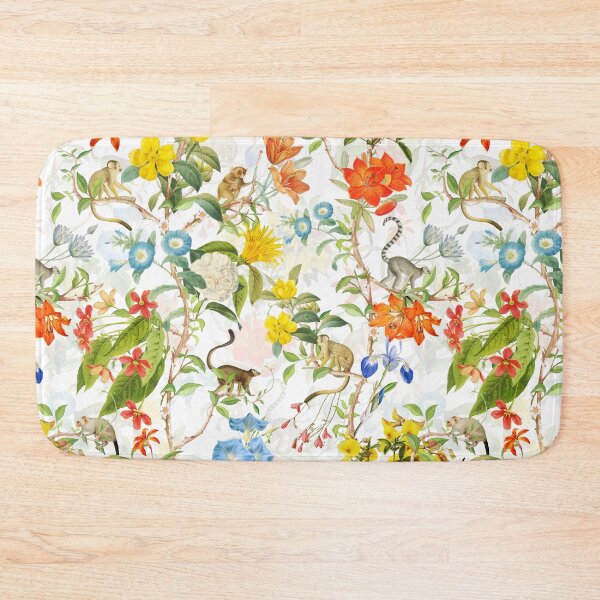 Item preview, Chinoiserie Monkeys Botanical Garden Pattern white designed and sold by UtArt.