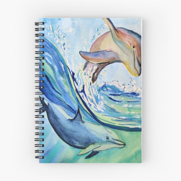 Item preview, Dolphins, sea life in watercolour pattern illustration designed and sold by Ala Lopatniov.
