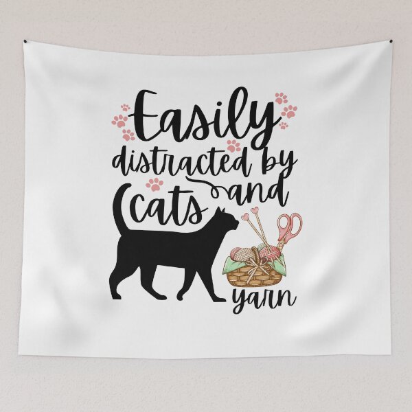 Item preview, Easily distracted by cats and yarn designed and sold by EChendesign.