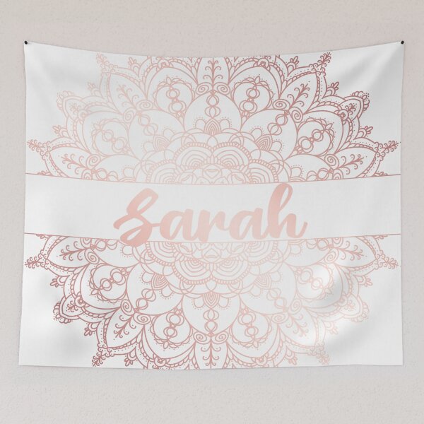 Item preview, First name Sarah mandala in rose gold designed and sold by felinefeelings.