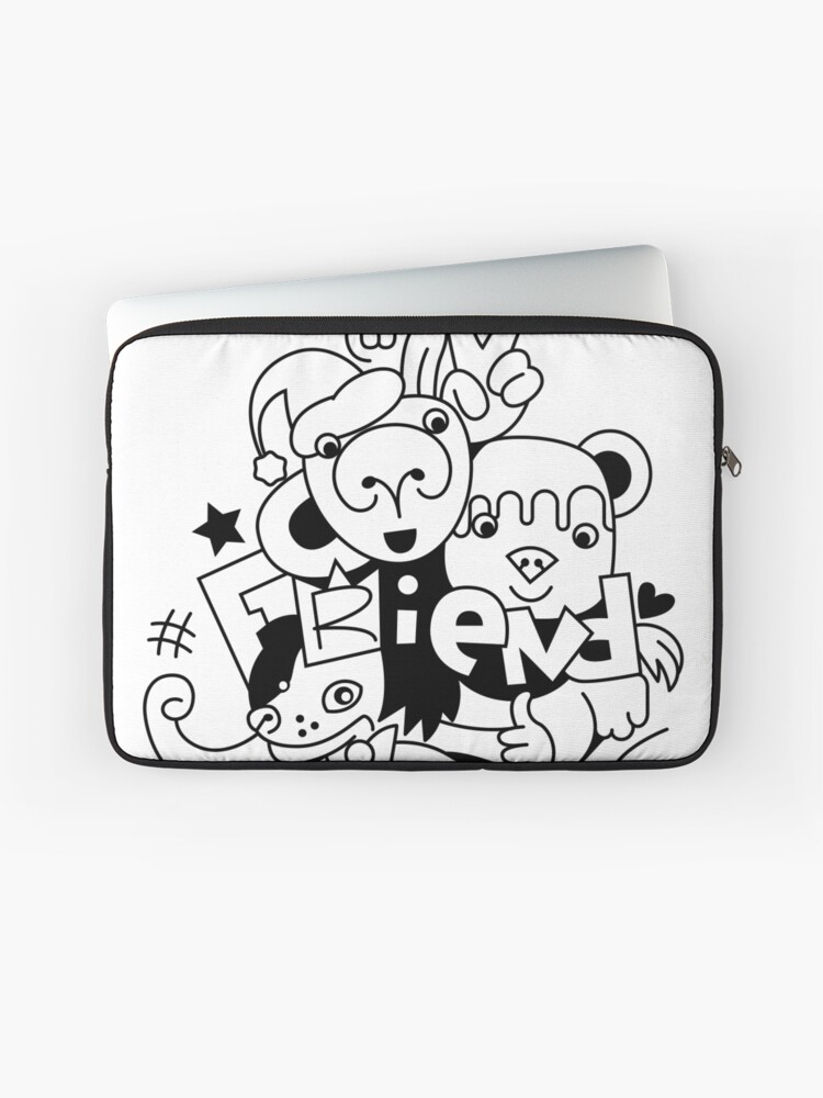 Drawing Group Of Friends Baby Animals Cartoon Laptop Sleeve By Lesiay Redbubble