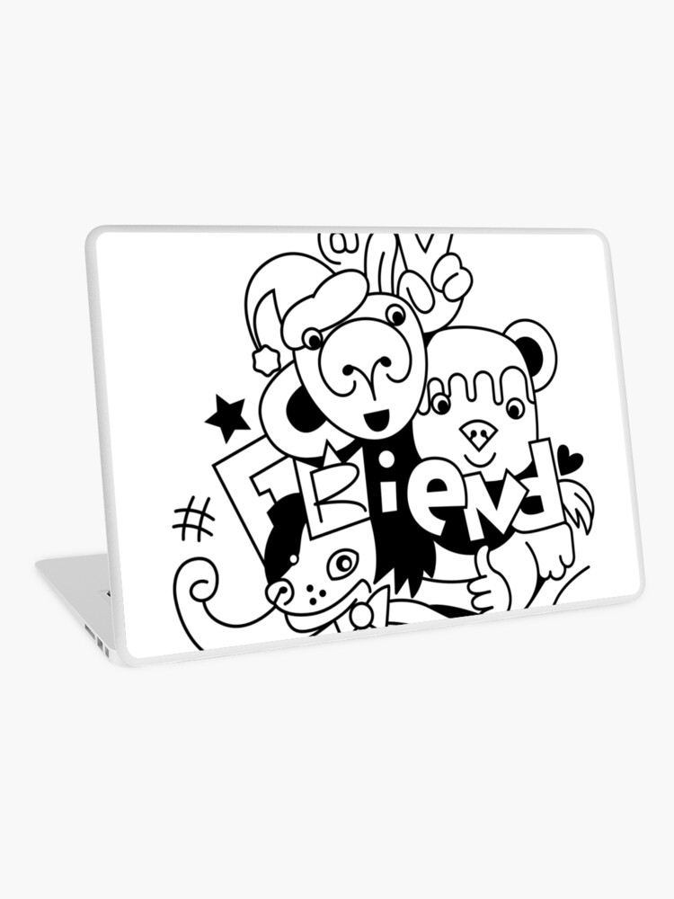 Drawing Group Of Friends Baby Animals Cartoon Laptop Skin By Lesiay Redbubble