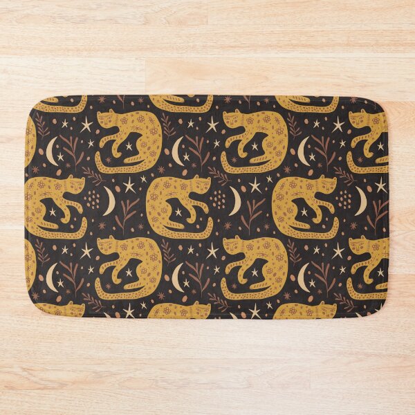 Item preview, Naive Mystic Tigers with Moon and Florals Black Background designed and sold by nouveaudecor.