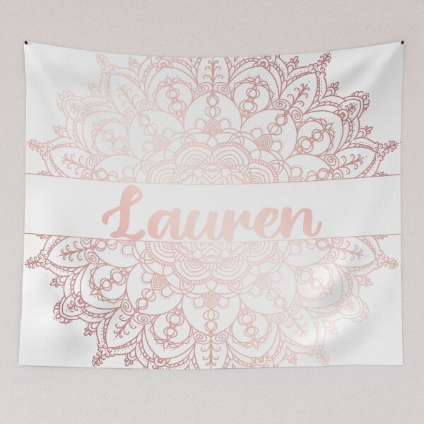 Item preview, First name Lauren mandala in rose gold designed and sold by felinefeelings.