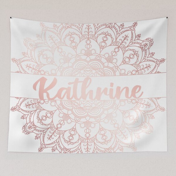 Item preview, First name Kathrine mandala in rose gold designed and sold by felinefeelings.