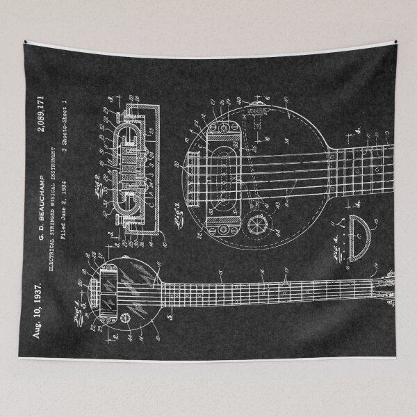 Item preview, Electric Guitar Patent 1937 designed and sold by PatentArt.