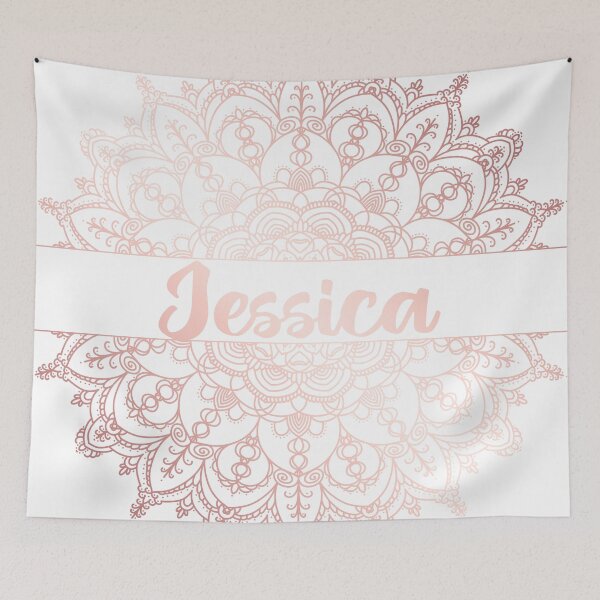 Item preview, First name Jessica mandala in rose gold designed and sold by felinefeelings.