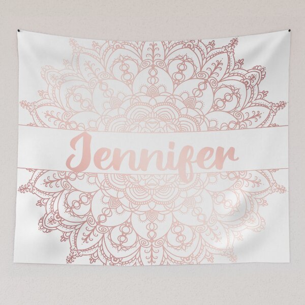 Item preview, First name Jennifer mandala in rose gold designed and sold by felinefeelings.