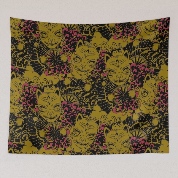 Item preview, Kitsune Fox Mask Japanese Pattern Artwork Japan Lover Theme designed and sold by SoccaTamam.