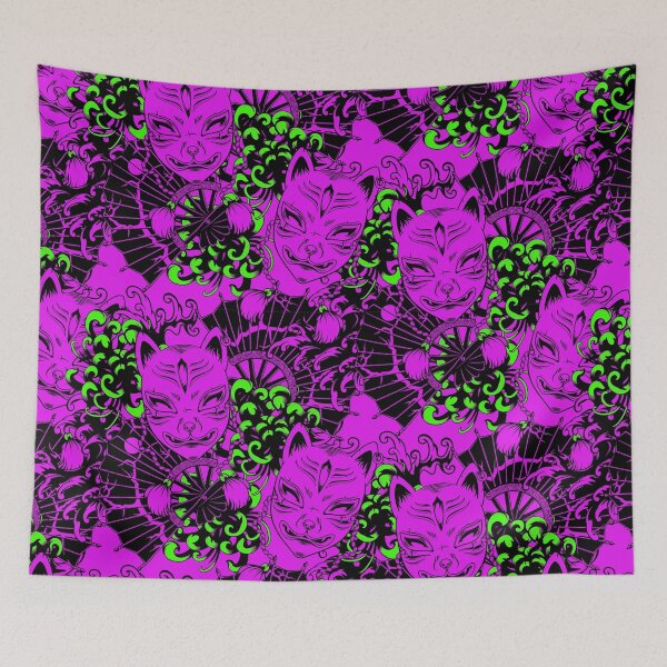 Item preview, Vaporwave Kitsune Fox Mask Japanese Pattern Artwork Japan Lover Theme designed and sold by SoccaTamam.