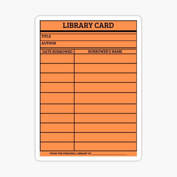 Library Card (Orange) Sticker