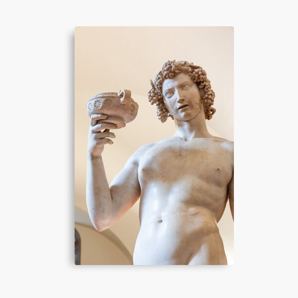 Item preview, Florence, Italy - Circa June 2021: Bacchus by Michelangelo Buonarroti, 1501. Ancient sculpture made of white marble designed and sold by Paolo Modena Photography    -   Fine Italian Art.