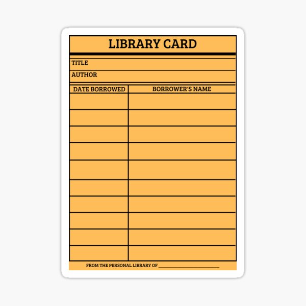 Library Card (Light Orange) Sticker