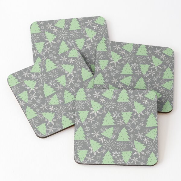 Item preview, Christmas Trees and Snowflakes Pattern on Gray Background designed and sold by PeppermintCreek.