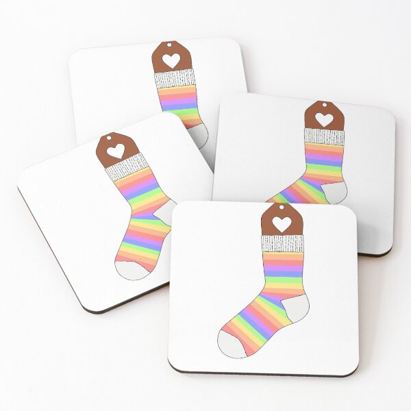 Item preview, Knit Sock (Pastel Rainbow with Dark Wood) designed and sold by nklange240.