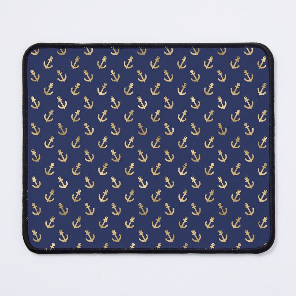 Item preview, Nautical anchor pattern: gold on navy blue background designed and sold by oceanys.