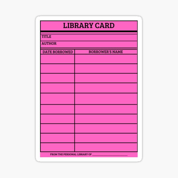Library Card (Pink) Sticker