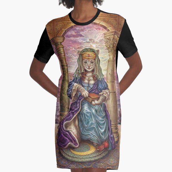CaTTarot - II - "The High Priestess" Graphic T-Shirt Dress