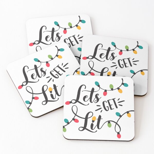 Item preview, "Let's Get Lit" Funny Christmas Pun designed and sold by WoolAndMeasure.