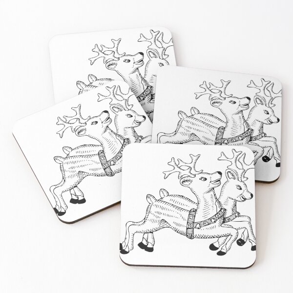Item preview, Arte vintage de renos en blanco y negro designed and sold by Pinkmagenta.