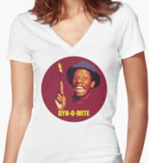 DYN-O-MITE. Women's Fitted V-Neck T-Shirt