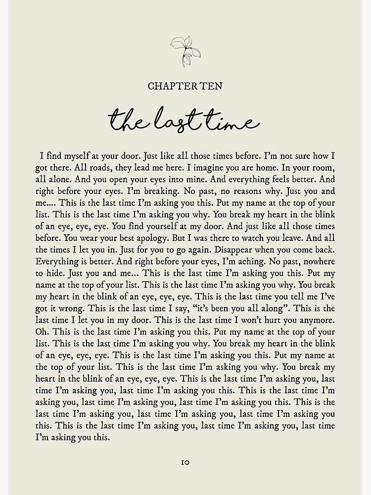 The Last Time Lyrics&quot; Poster for Sale by queseraseraa | Redbubble