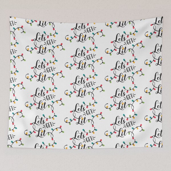 Item preview, "Let's Get Lit" Funny Christmas Pun designed and sold by WoolAndMeasure.