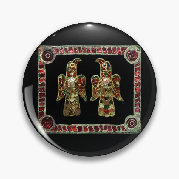 Item preview, VISIGOTIC EAGLES IN RED GARNET SQUARE  Antique Fibula with Gemstones designed and sold by BulganLumini.