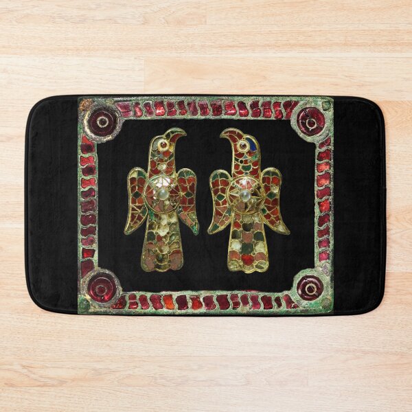 Item preview, VISIGOTIC EAGLES IN RED GARNET SQUARE  Antique Fibula with Gemstones designed and sold by BulganLumini.