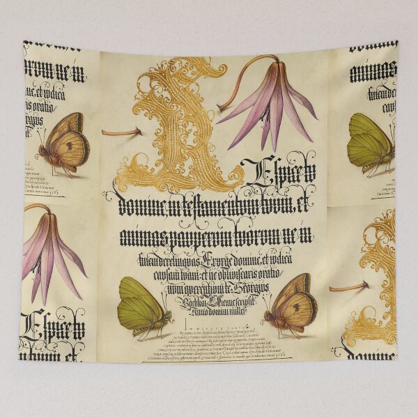 Item preview, Naturalist Manuscript: Flowers, Butterflies, and Calligraphy Illumination by Joris Hoefnagel  designed and sold by Naturalist Prints.