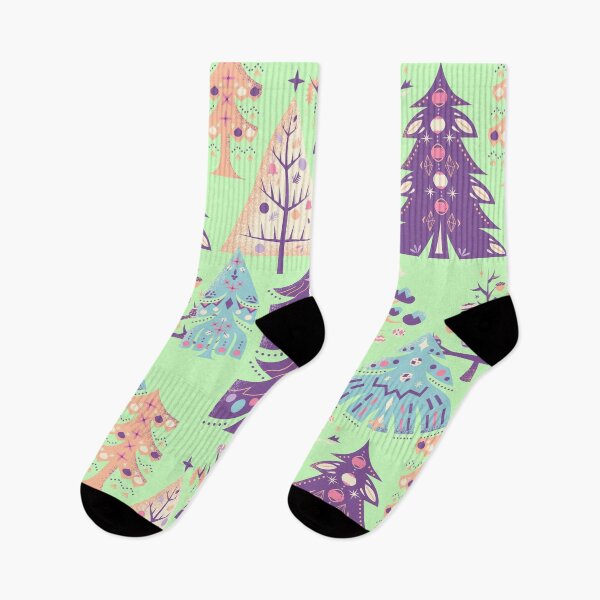 Item preview, Impresión festiva en verde menta y morado de Geometrees designed and sold by PixiesPlace.