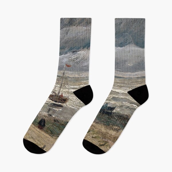 Item preview, Beach at Scheveningen in Stormy Weather designed and sold by amonarte.