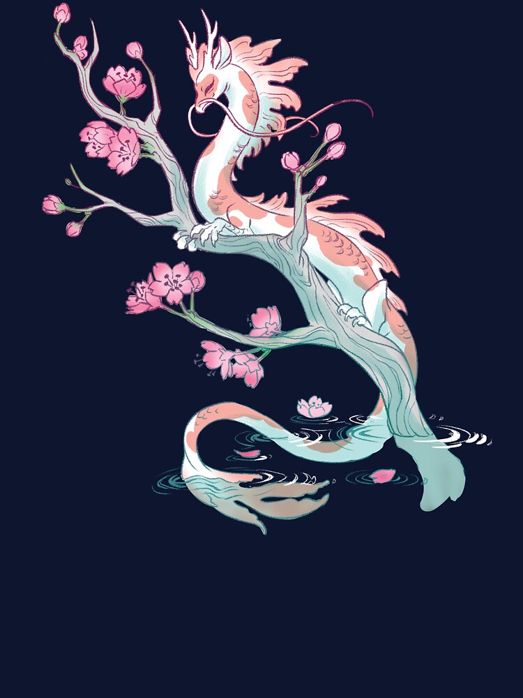 Thumbnail 7 of 7, Classic T-Shirt, Koi Dragon Serene Sakura designed and sold by mamath.