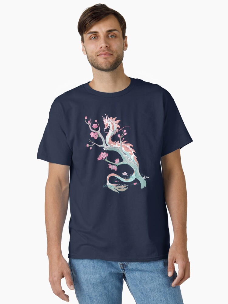 Thumbnail 2 of 7, Classic T-Shirt, Koi Dragon Serene Sakura designed and sold by mamath.