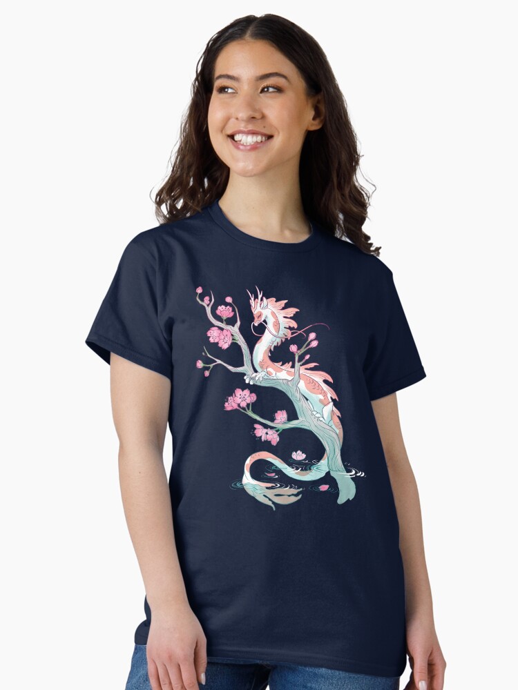 Thumbnail 1 of 7, Classic T-Shirt, Koi Dragon Serene Sakura designed and sold by mamath.