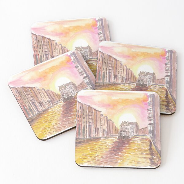 Item preview, Sunset in Hamburg with inimitable historic Speicherstadt designed and sold by artshop77.