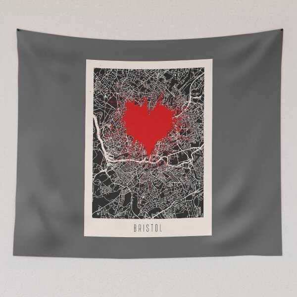 Item preview, Banksy | I Love Bristol Street Art Style Defaced Street Map designed and sold by WE-ARE-BANKSY.