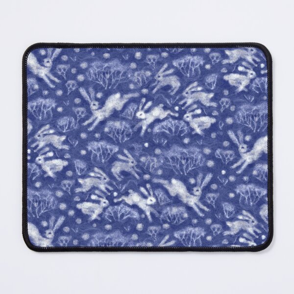 Item preview, Hares Field, White Rabbits, Winter Holidays Animal Pattern Ultramarine Blue designed and sold by Julia Khoroshikh.