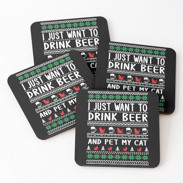 Item preview, I Just Want To Drink Beer And Pet My Cat Ugly Christmas Sweater designed and sold by Proudcastle.