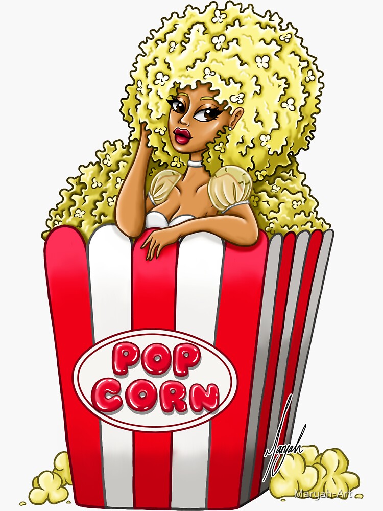 "Popcorn Girl" Sticker for Sale by MaryahArt Redbubble