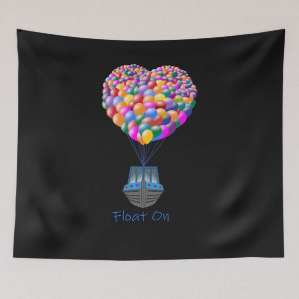 Item preview, Floating Narrowboat with Rainbow Coloured Heart Shape Balloons  designed and sold by Solotree.