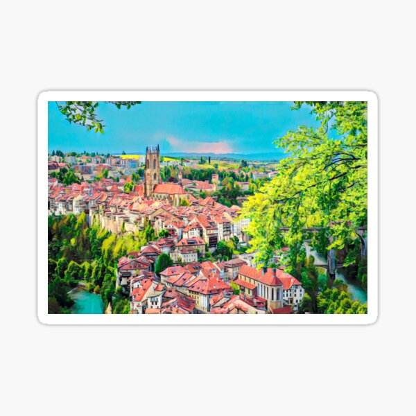 Item preview, Fribourg Old Town designed and sold by Sofia-Draws.