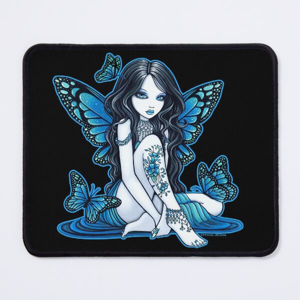 Item preview, Maia by Myka Jelina Blue Butterfly Flower Tattoo Gothic Fairy designed and sold by Myka Jelina.