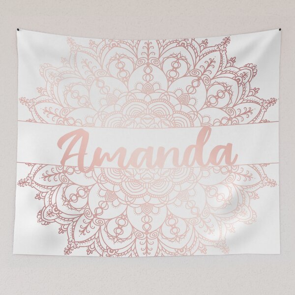 Item preview, First name Amanda mandala in rose gold designed and sold by felinefeelings.