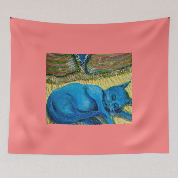 Item preview, Blue cat sleeping designed and sold by Janice Schiff.
