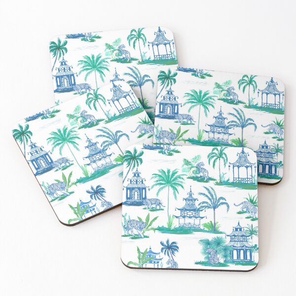 Item preview, Chinoiserie Tigers in Pagoda Paradise  designed and sold by Yunihadi.