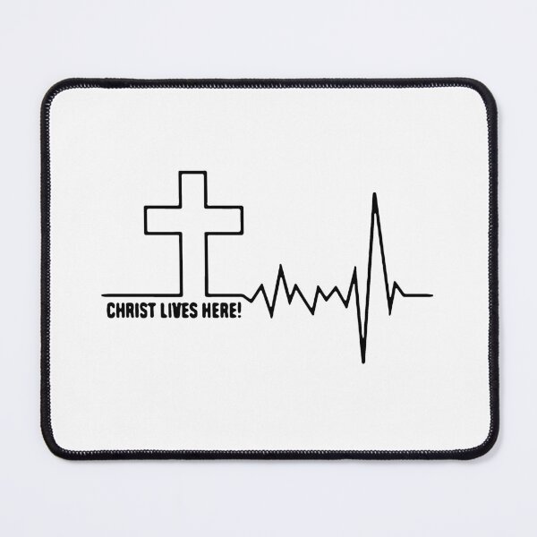 Item preview, Christian Christ Lives Here heartbeat Cross Jesus Gift Premium Apparel Funny Holiday Xmas designed and sold by DesignByHeartUK.