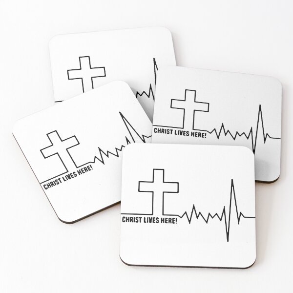 Item preview, Christian Christ Lives Here heartbeat Cross Jesus Gift Premium Apparel Funny Holiday Xmas designed and sold by DesignByHeartUK.
