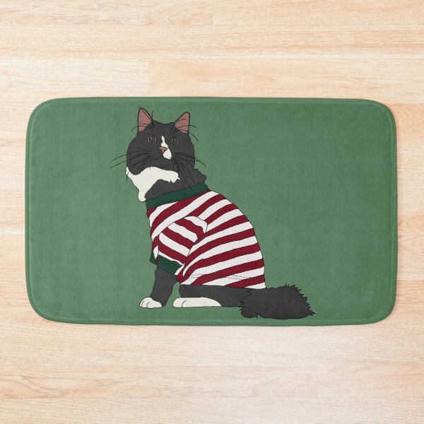 Item preview, Cat in Christmas Pajamas (Black and White) designed and sold by nklange240.